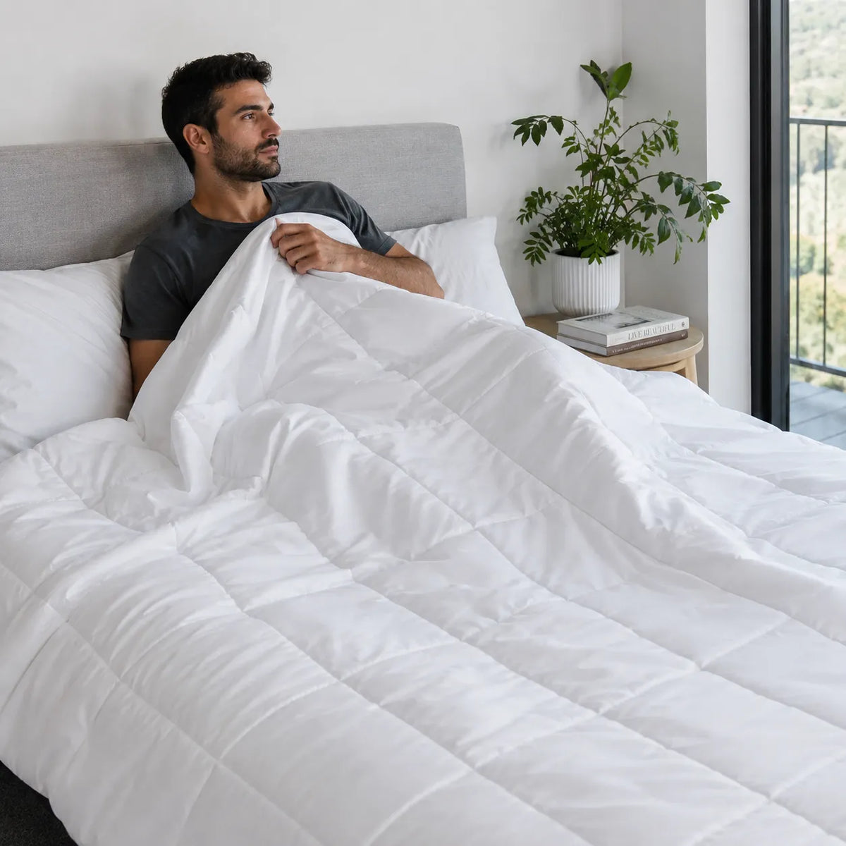 Heavy calming blanket by Sleep Israel, 100% cotton, 5kg, suitable for all seasons, helps with ADHD, anxiety, and sleep improvement.