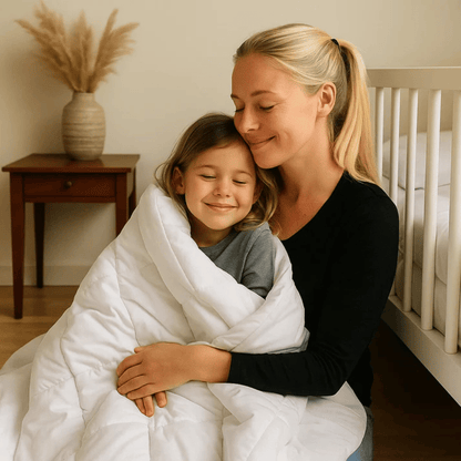 Heavy calming weighted blanket by Sleep Israel, 100% cotton, 5kg, ideal for sleep, anxiety relief, ADHD, suitable for all seasons.