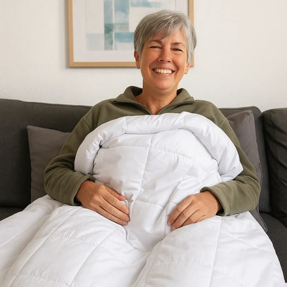 שמיכה כבדה לבנה מרגיעה 100% כותנה לשיפור השינה שלכם בלילה 9 ק"ג