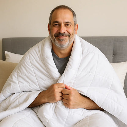 שמיכה כבדה לבנה מרגיעה 100% כותנה לשיפור השינה שלכם בלילה 9 ק"ג