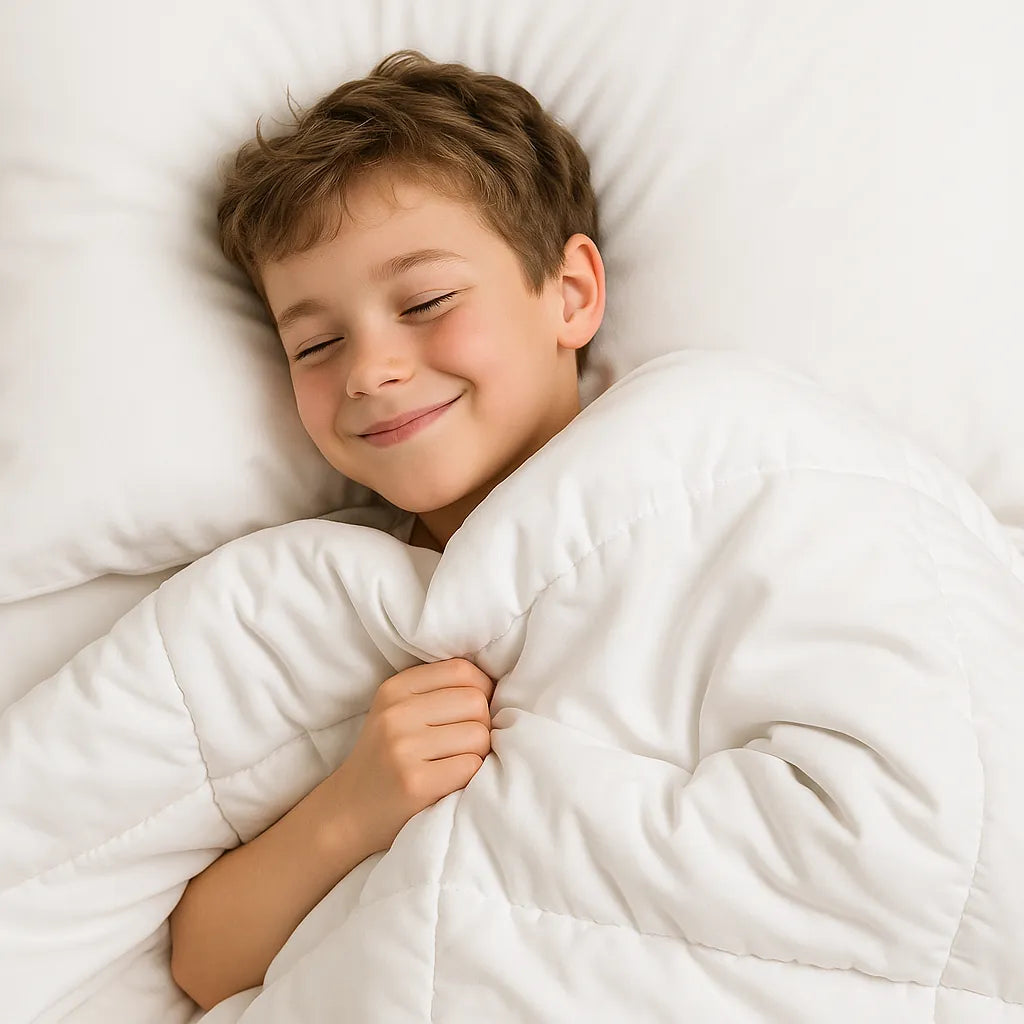 שמיכה כבדה לבנה מרגיעה 100% כותנה לשיפור השינה שלכם בלילה 2.3 ק"ג (מידת ילדים)