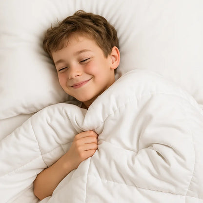 שמיכה כבדה לבנה מרגיעה 100% כותנה לשיפור השינה שלכם בלילה 2.3 ק"ג (מידת ילדים)