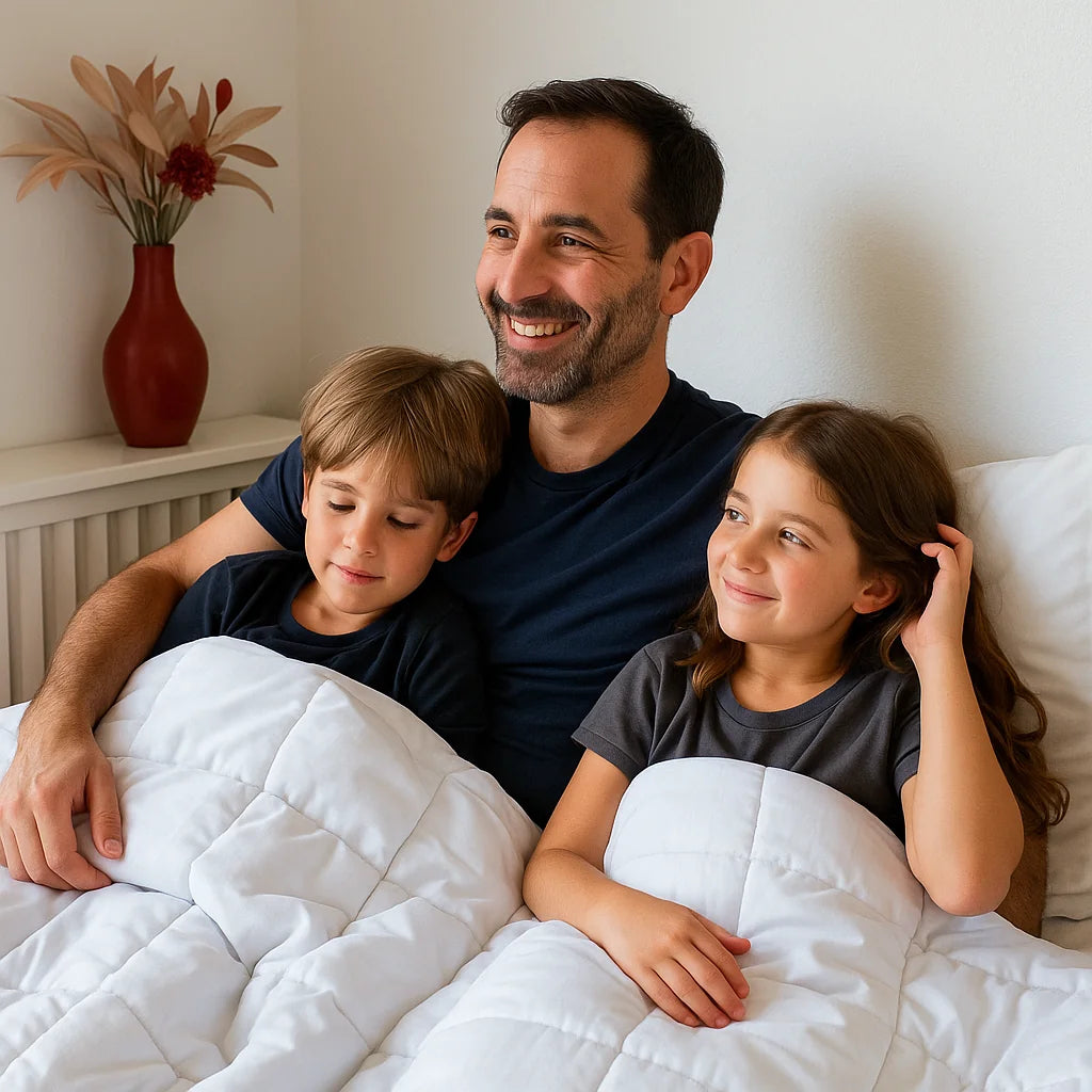 שמיכה כבדה לבנה מרגיעה 100% כותנה לשיפור השינה שלכם בלילה 2.3 ק"ג (מידת ילדים)